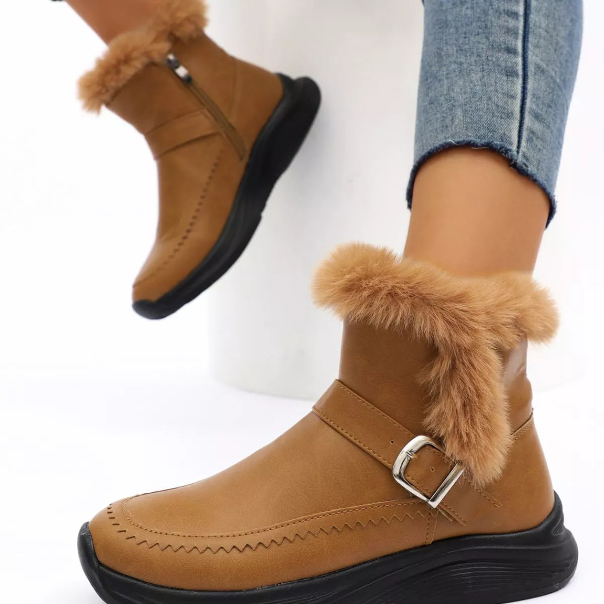 Faux Fur Lined Winter Ankle Boots