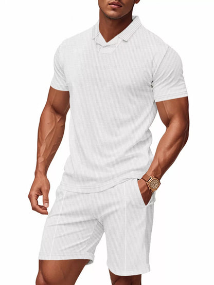 Men's Casual Short Sleeve Polo and Shorts Set