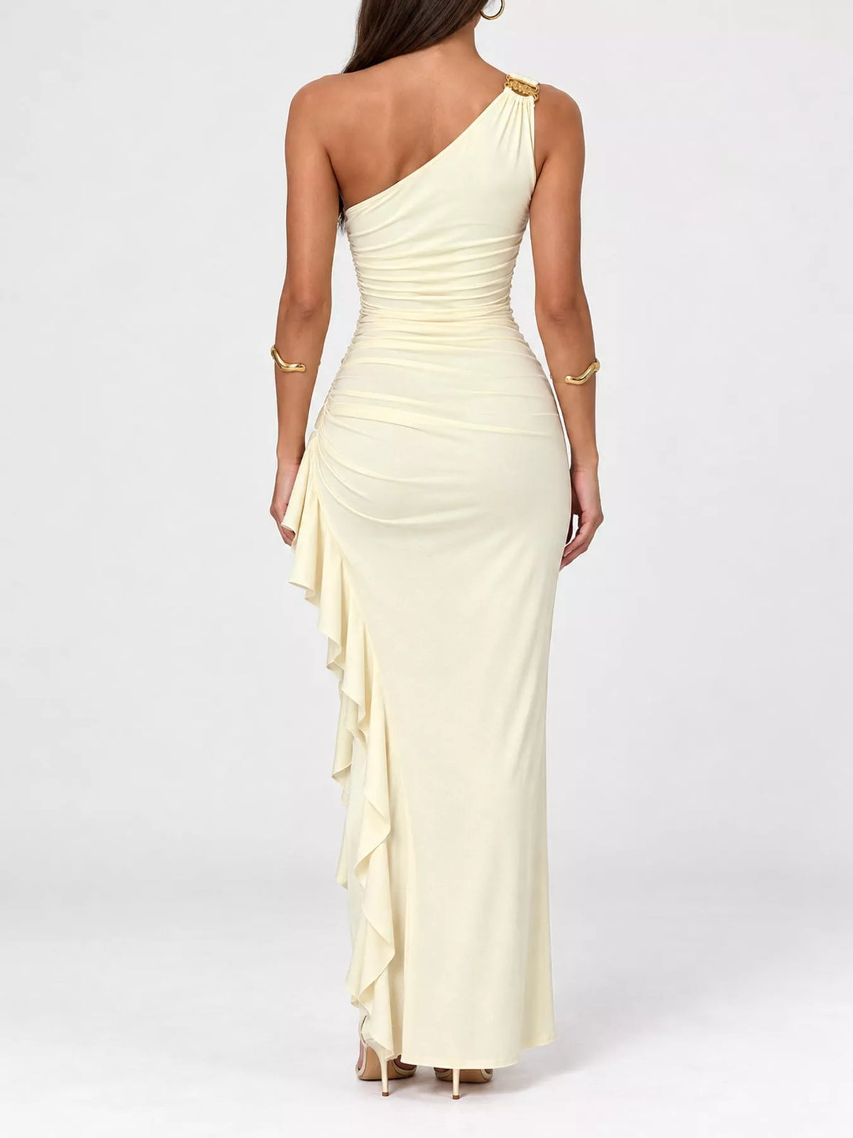 One-shoulder ruched maxi dress, view 5