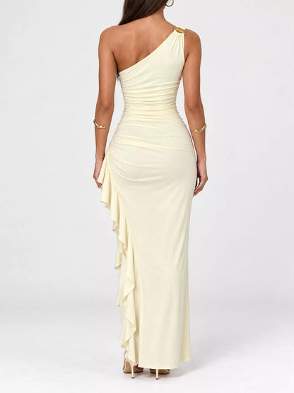 One-shoulder ruched maxi dress, view 5