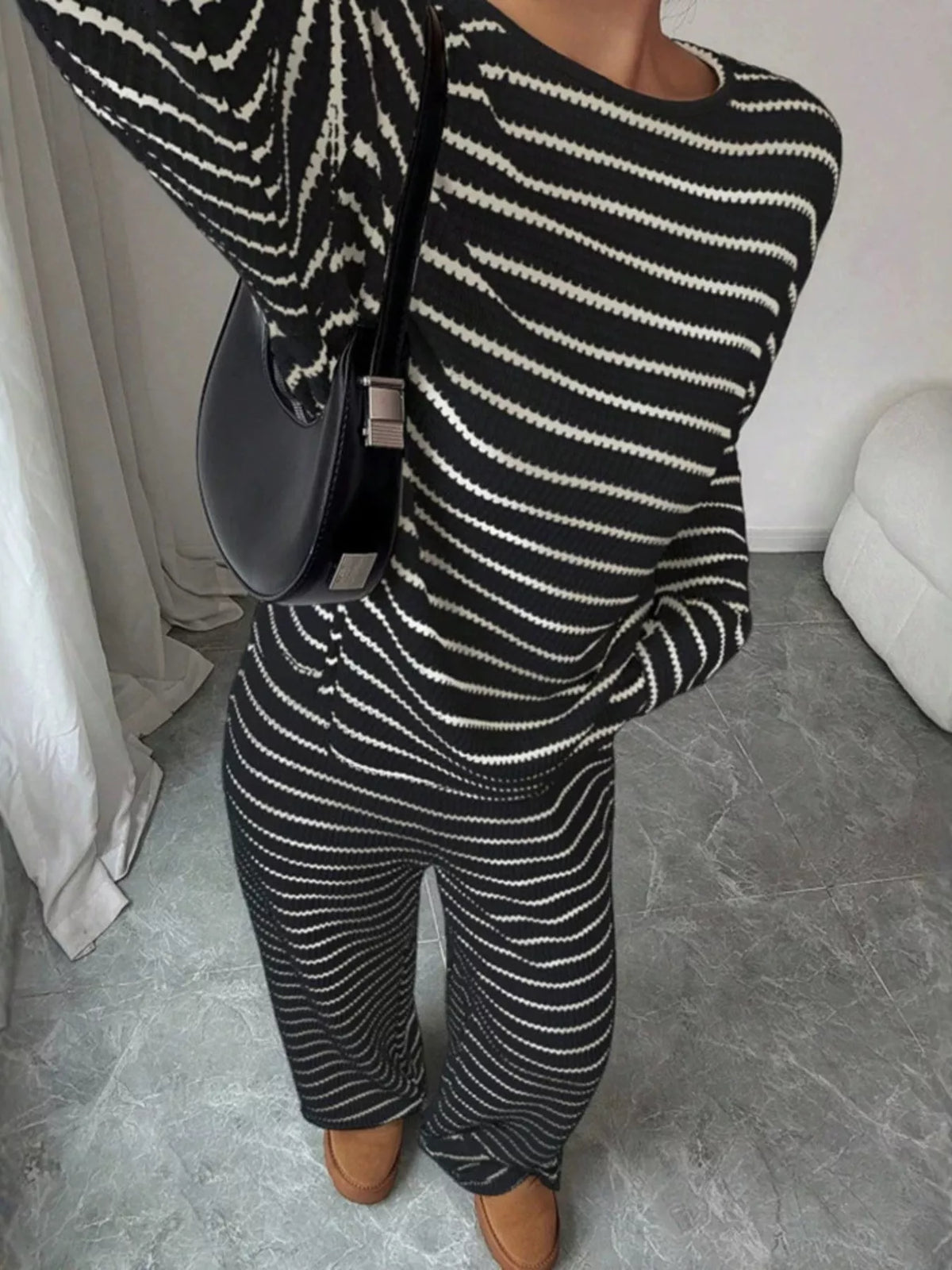 Plus size relaxed top & pants set, view 6