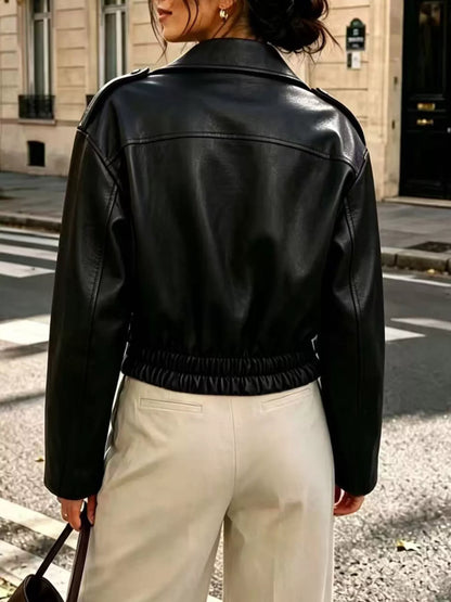 Faux Leather Zip Up Jacket