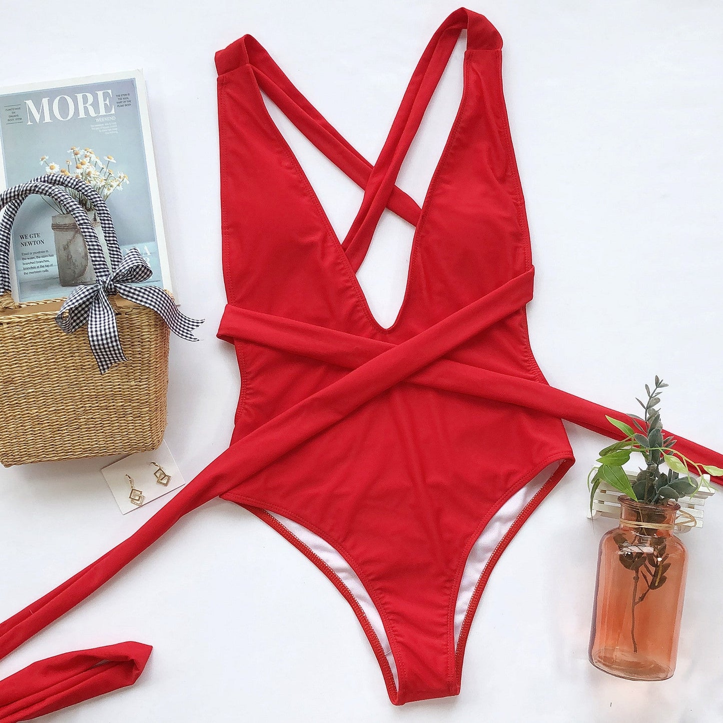 V Tied One-Piece Swimsuit