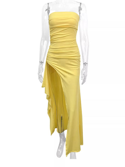 Strapless high-slit bodycon dress, view 6