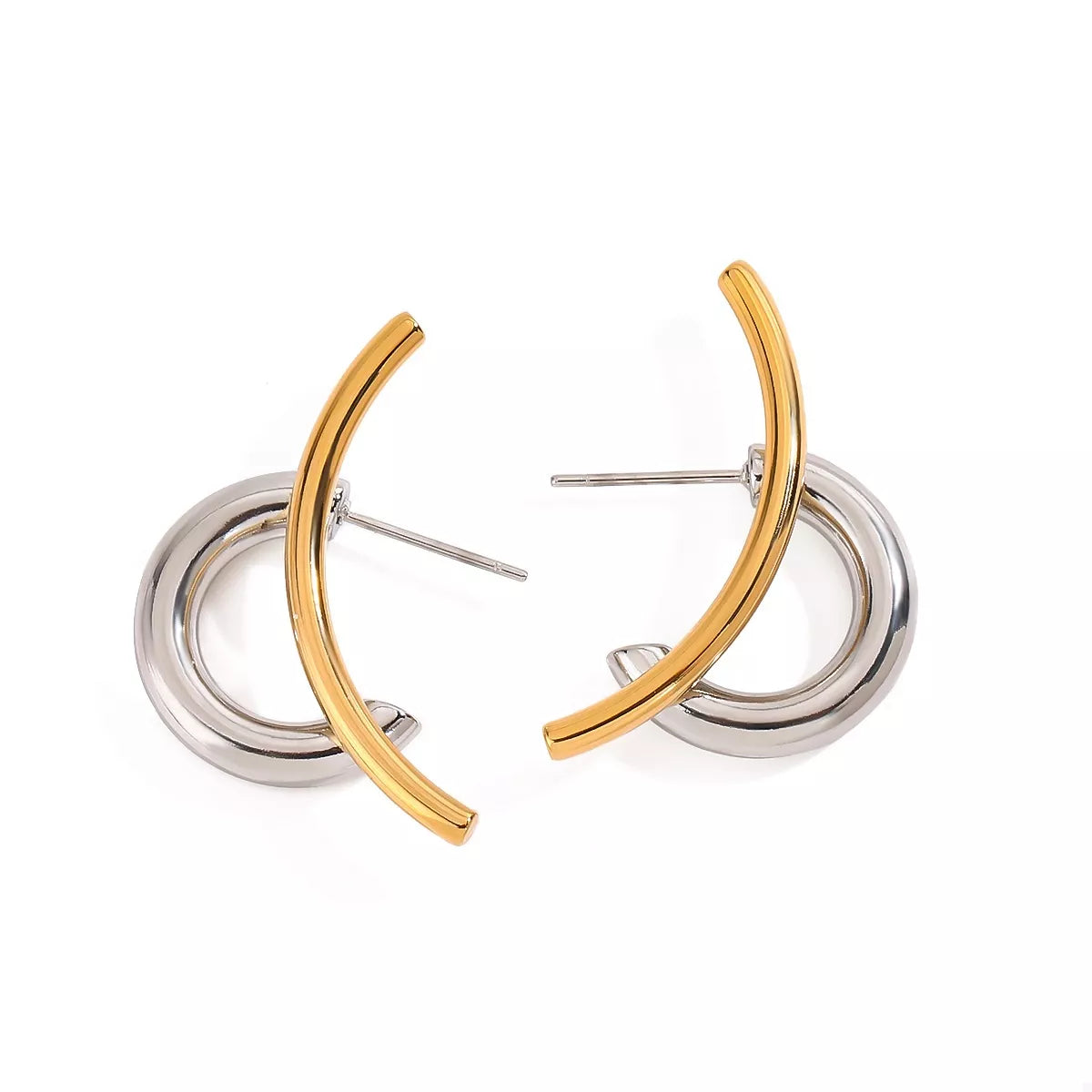 Two-Tone Modern C-Hoop Earrings