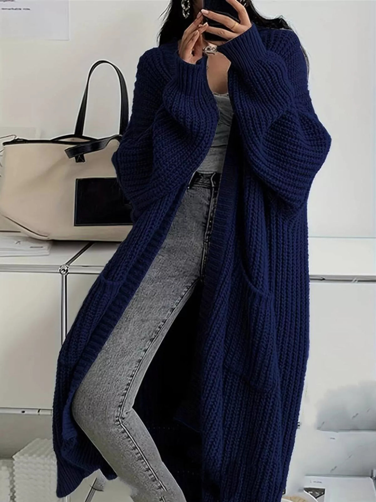 Plus size chunky knit cardigan, view 28