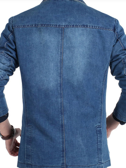 Men's Plus Size Single-Breasted Denim Jacket