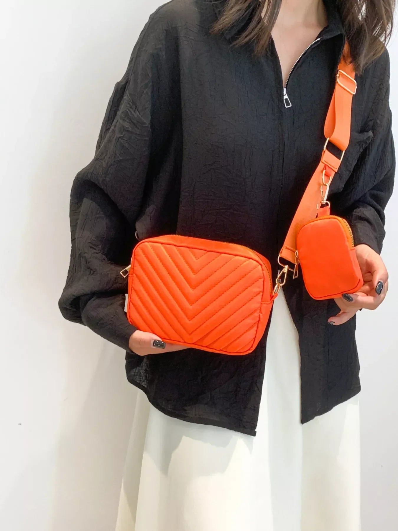 Quilted Crossbody Bag with Mini Pouch