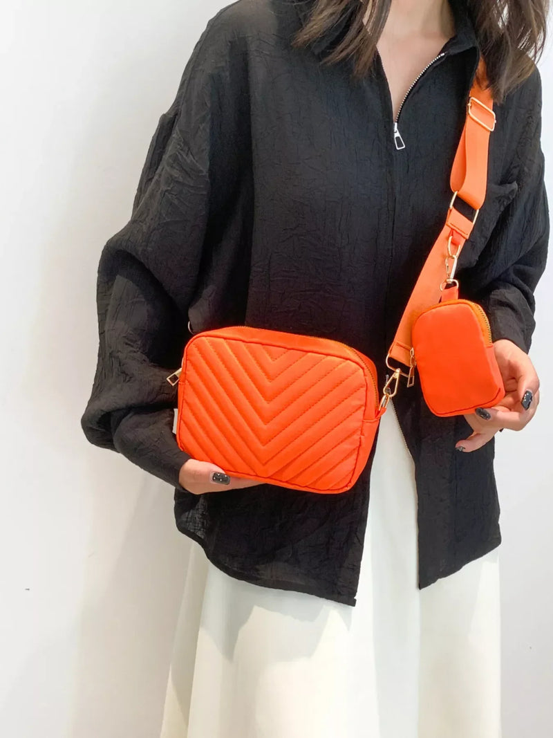 Quilted Crossbody Bag with Mini Pouch