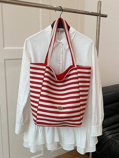 Striped Canvas Tote Bag