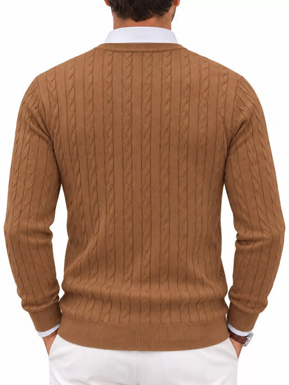 Men's cable-knit pullover sweater, view 8