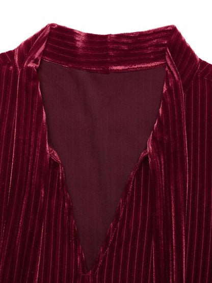 Velvet Tie Front Tiered Mini Dress