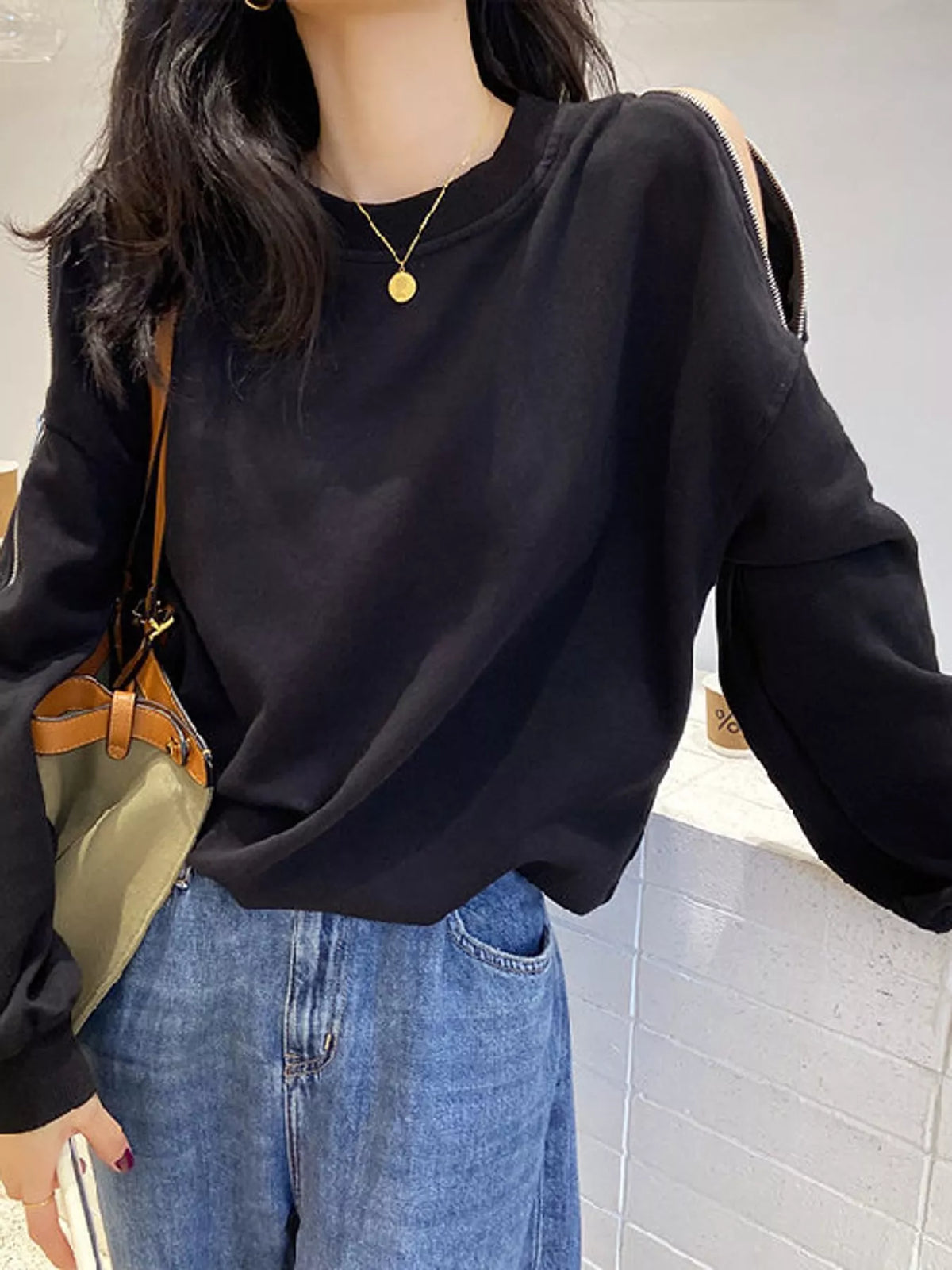 Plus size cold-shoulder sweatshirt, view 8