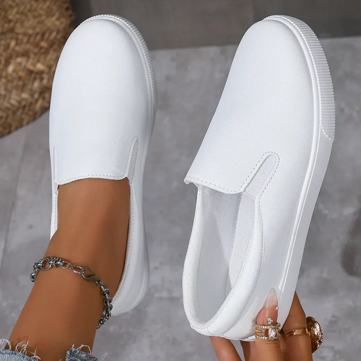 Round Toe Platform Slip-Ons