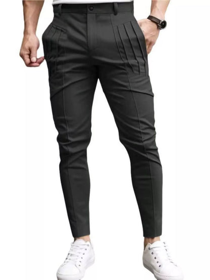 Men's Full Size Pleated Slim Fit Casual Pants Plus Size