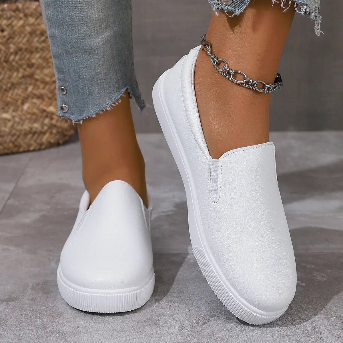 Round Toe Platform Slip-Ons