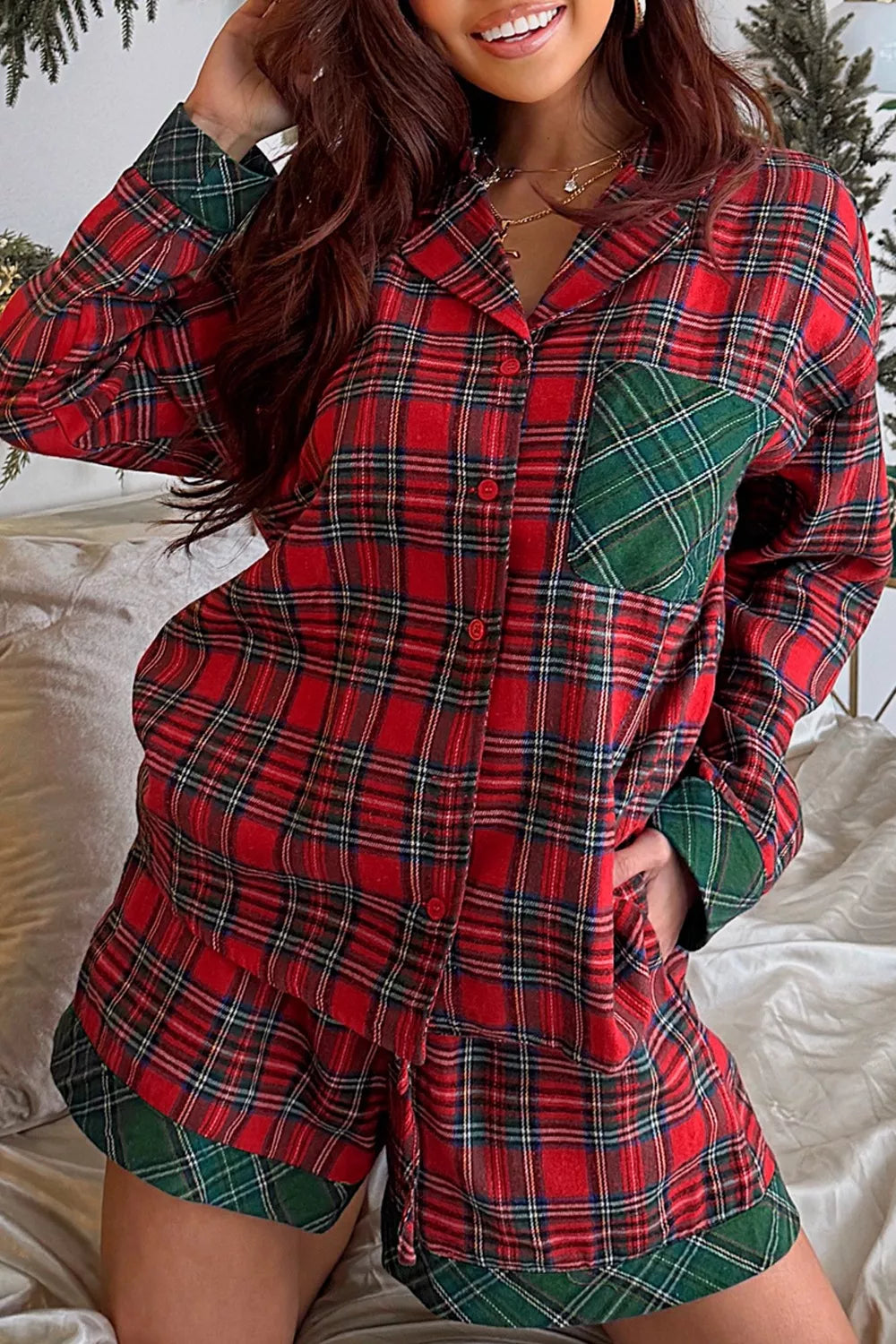 Plaid Christmas 2pcs Pajama Set