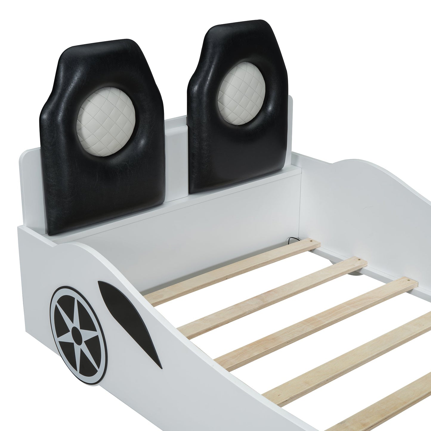 Wood Race Car-Shaped Platform Bed