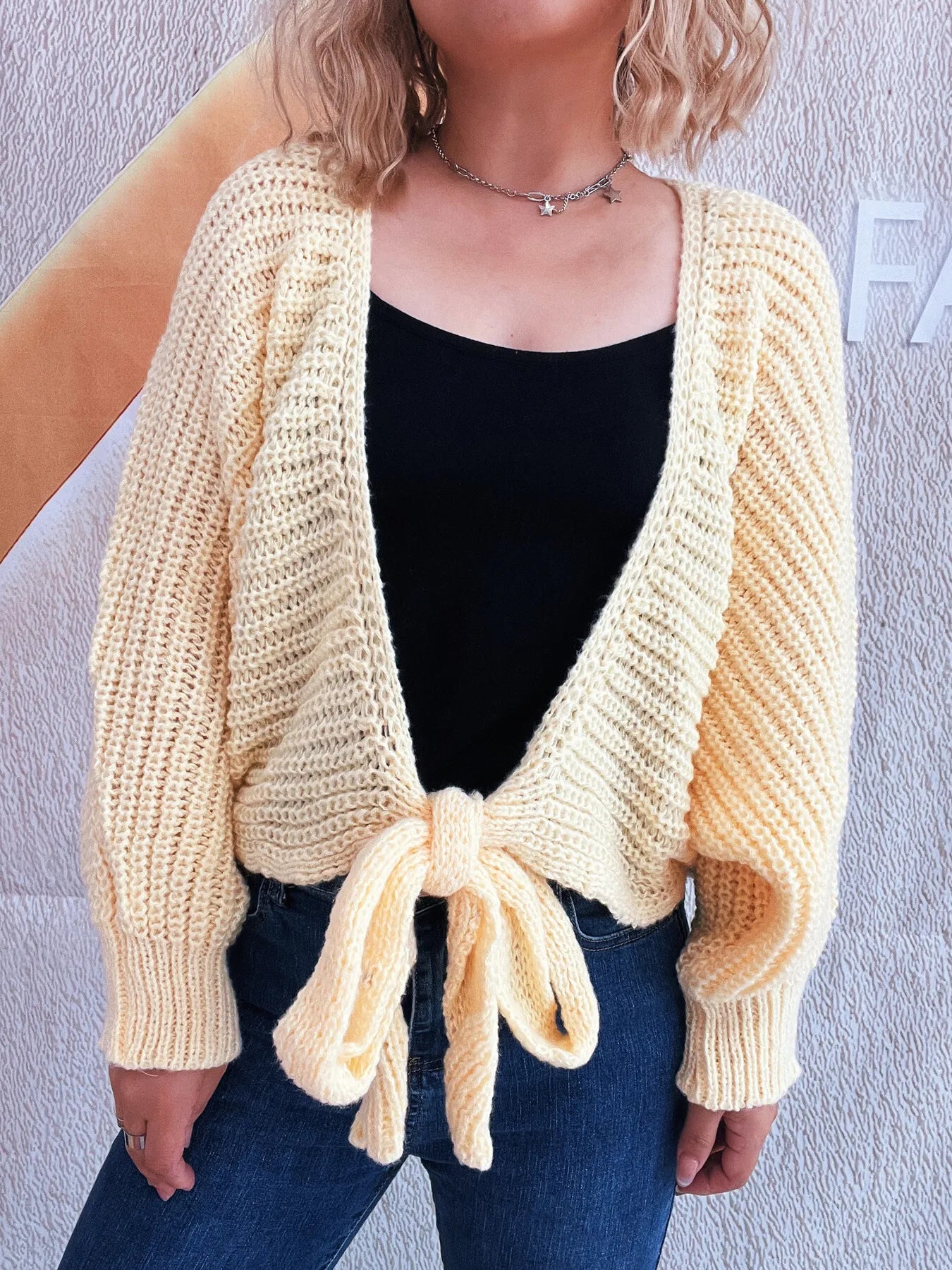 Long Sleeve Tie Front Cardigan