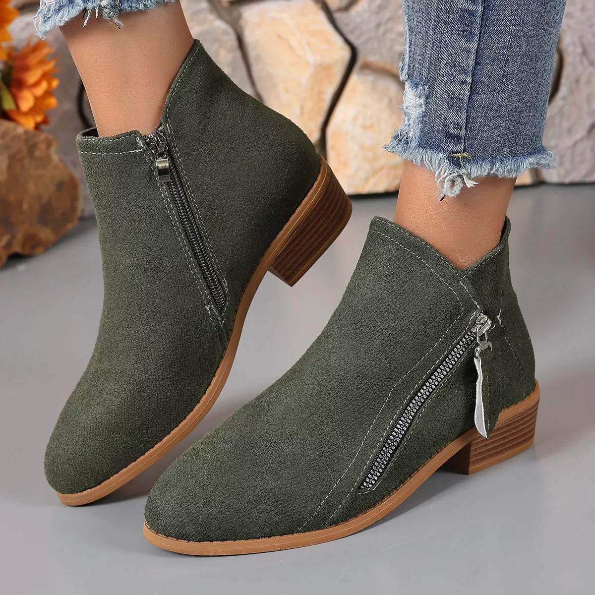 Point Toe Block Heel Boots