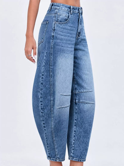 Plus size barrel-leg jeans, view 2