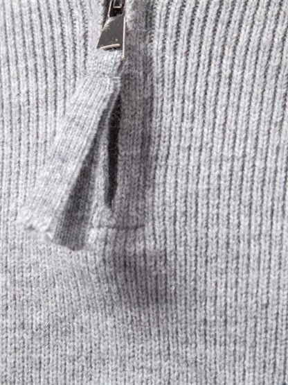 Men's Plus Size Quarter-Zip Ribbed Knit Sweater