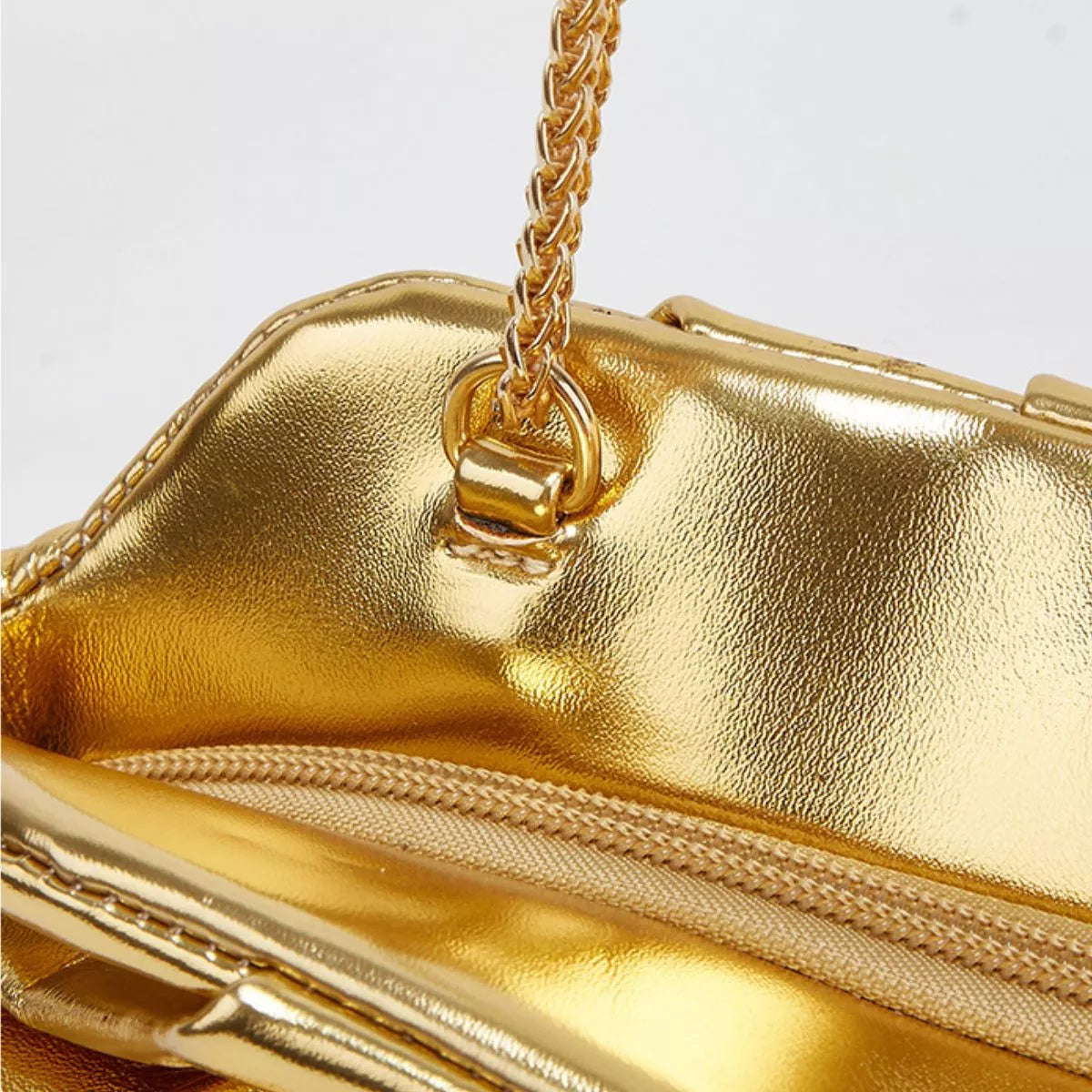 Ruched Shoulder Bag with Chain Strap
