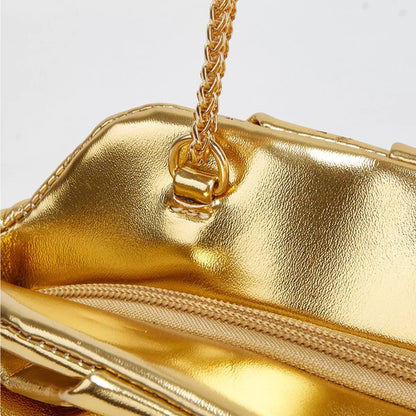 Ruched Shoulder Bag with Chain Strap