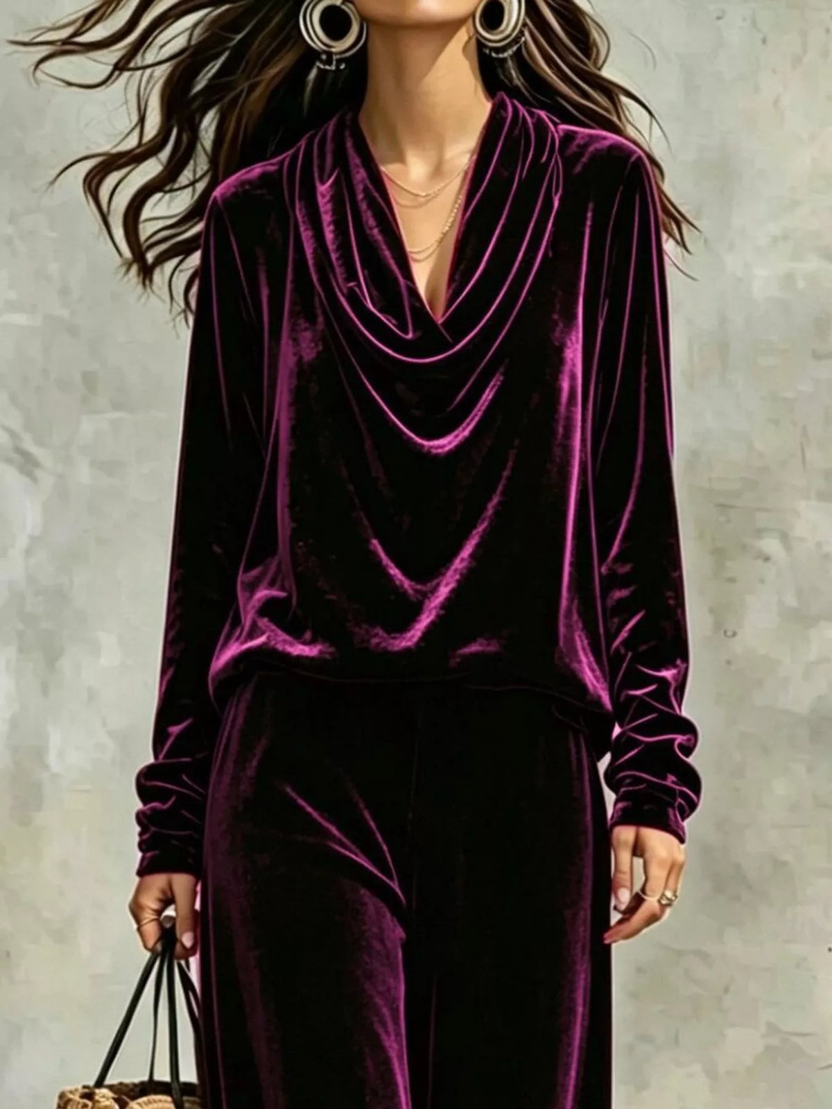 Velvet cowl neck set, view 11