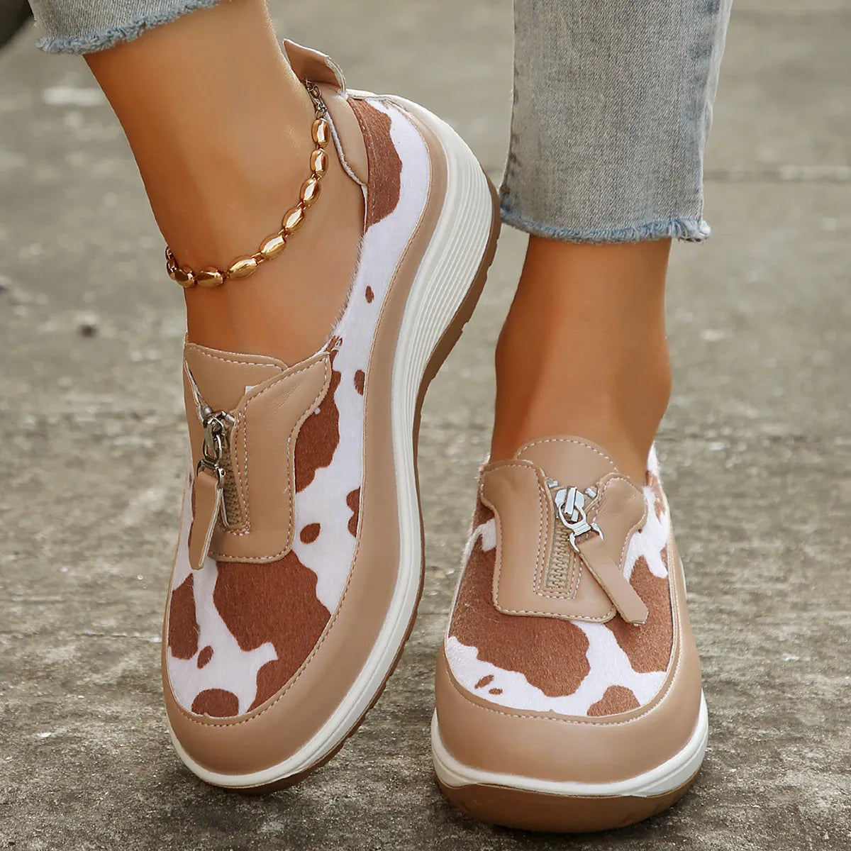 Wedge Sneakers with Zip