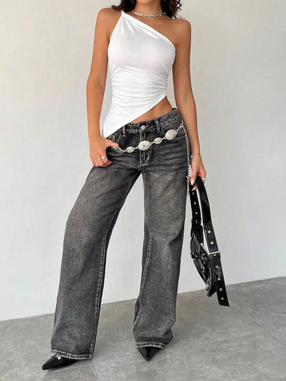 Asymmetrical One-Shoulder Slim Fit Cami