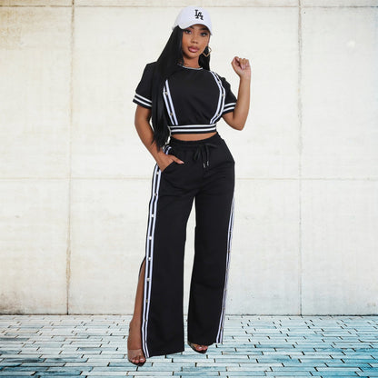 Two-piece set lose wide leg pants