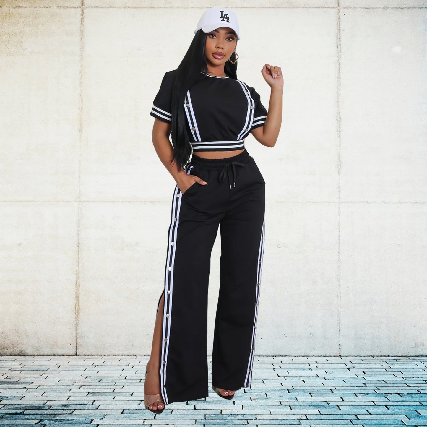 Two-piece set lose wide leg pants
