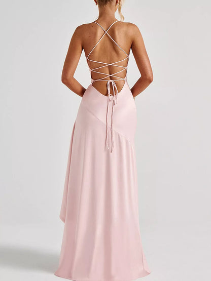 High-low ruffle hem evening dress, view 15