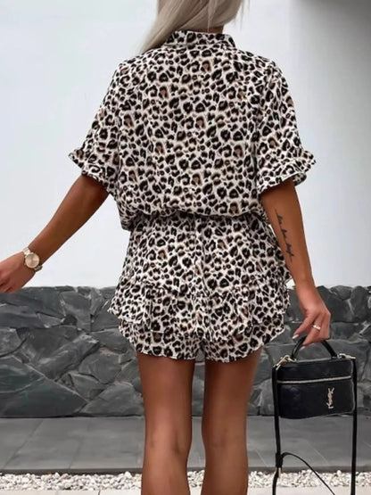 Leopard Print Button-Up Shirt Dress
