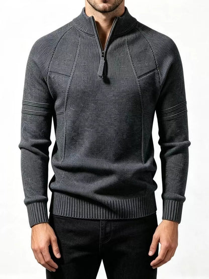Men's Plus Size Quarter-Zip Ribbed Knit Sweater