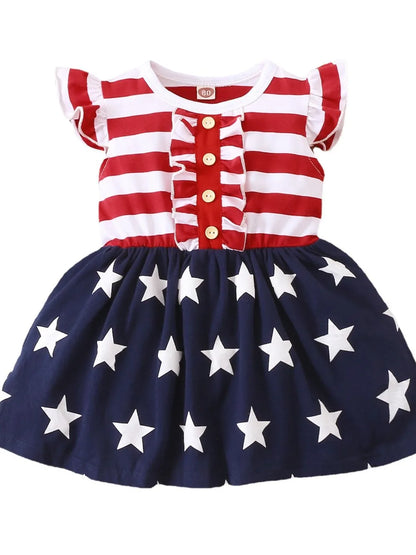 Striped & Stars Kids Cap Sleeve Dress