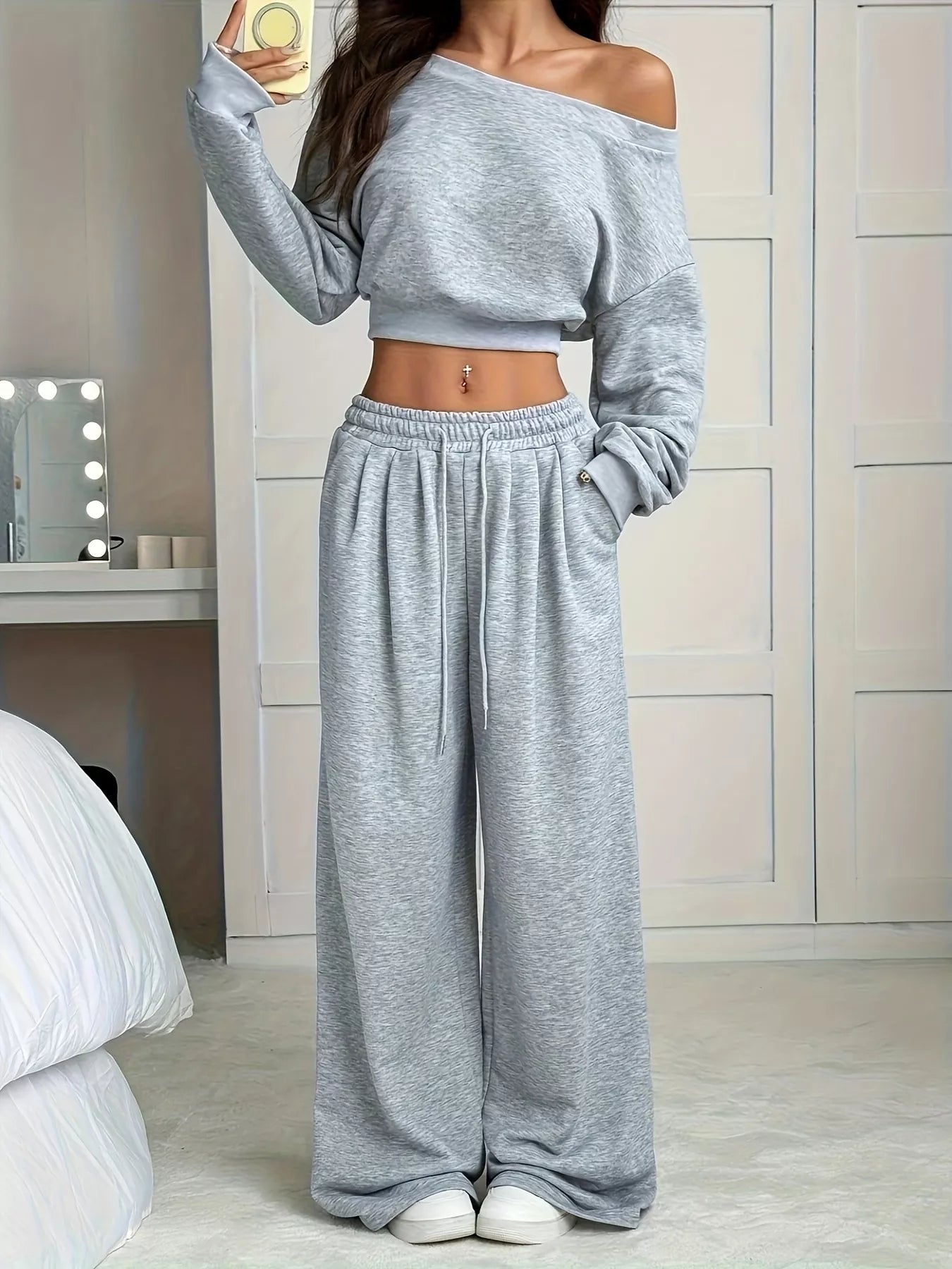 Full Size Wide Leg Pants Set