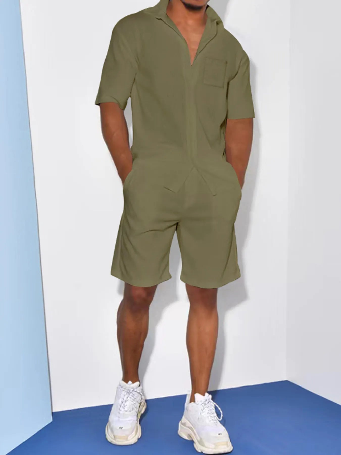 Men's Casual Short Sleeve Shirt and Shorts Matching Set
