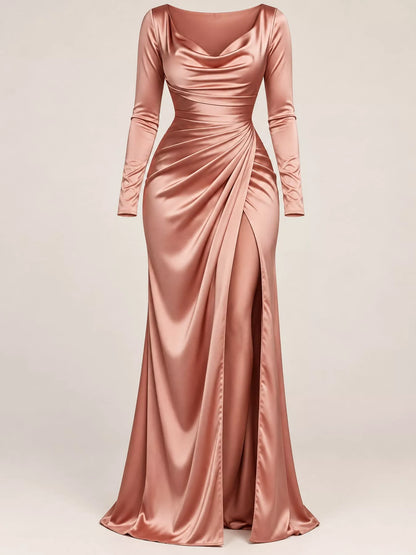 Cowl neck slit maxi dress, view 8