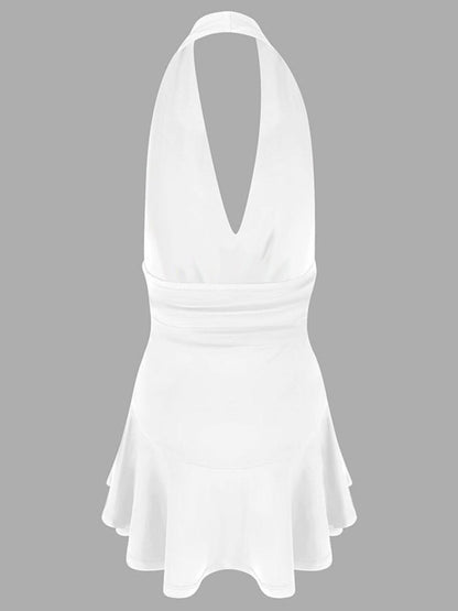 Halter neck ruched mini dress, view 14