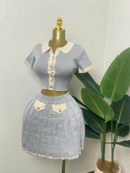 knitted Cardigan and Skirt Set