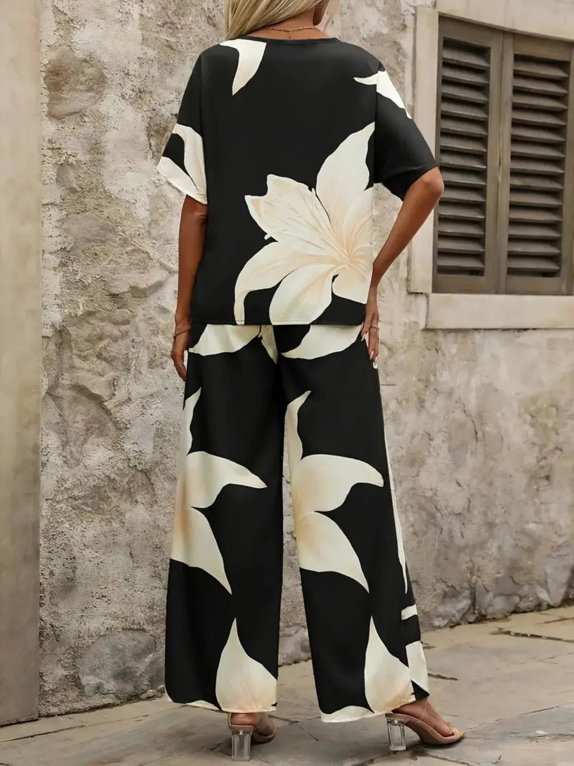 Printed Classy Wide Leg Pants Set