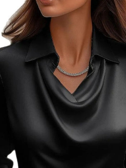 Full Size Collared Neck Long Sleeve Blouse