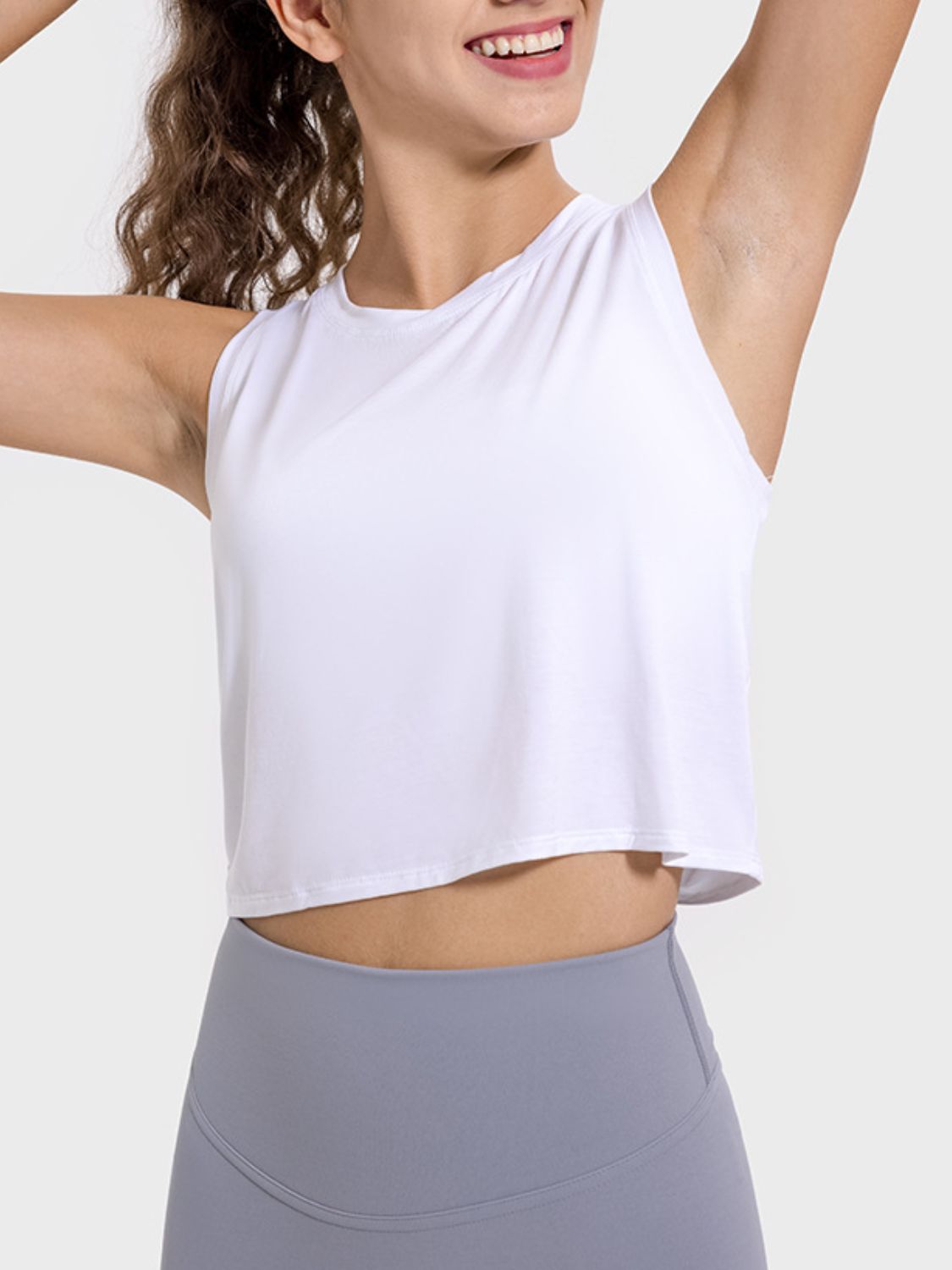 Drawstring Cutout Round Neck Active Tank - MONLANE