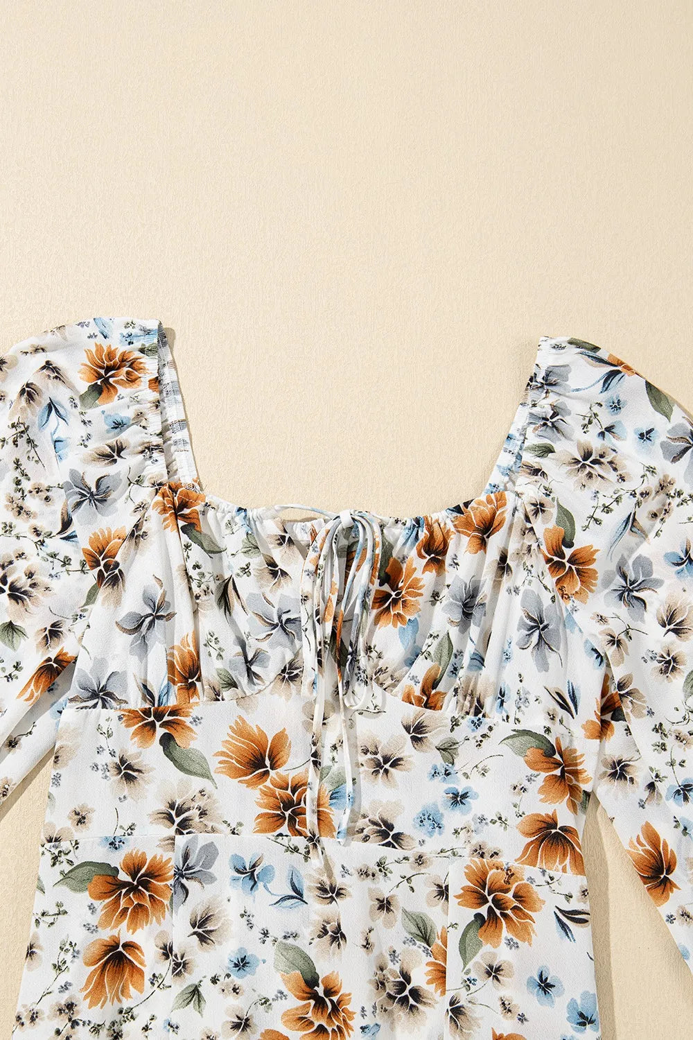 Floral Print Flounce Sleeve Midi Dress