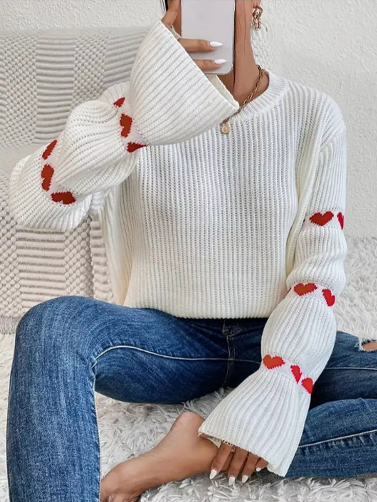 Plus size heart sweater, view 4