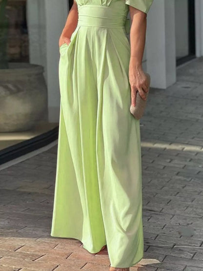 Puff Sleeve Wide Leg Jumpsuit
