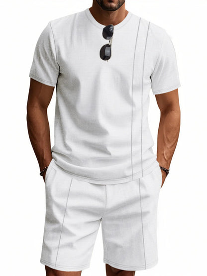 Men's Round Neck Short Sleeve Top and Shorts Set