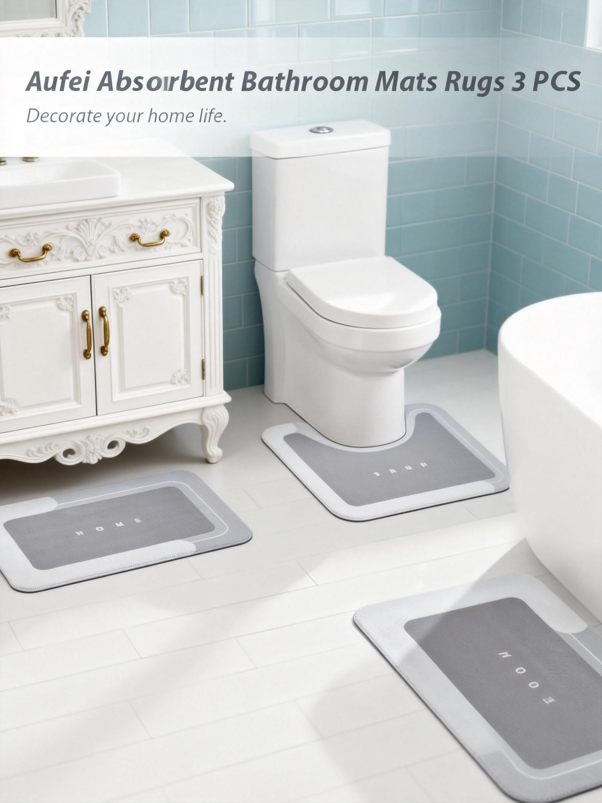 3PCS Absorbent Bath Mat Magic Rug Sets
